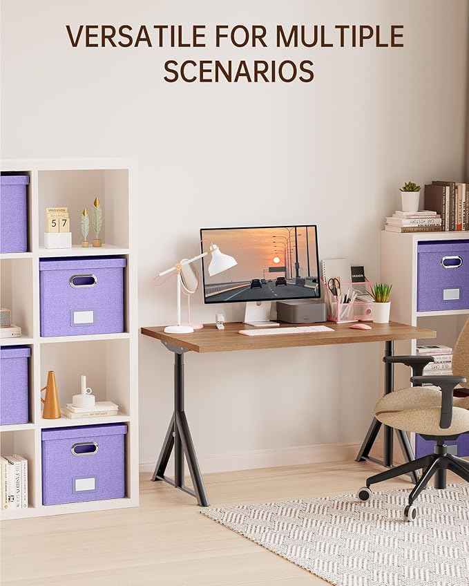 2 Pack File Storage Organizer, Filing Box, Portable File Box with Lid, Fit for Letter/Legal File Folder Storage, Document Organizer, Lavender