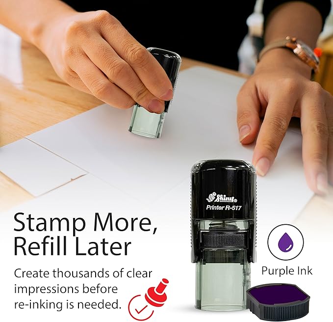 Shiny Sun Teacher Stamp, Round Self Inking Stamp for Classroom, Purple Ink