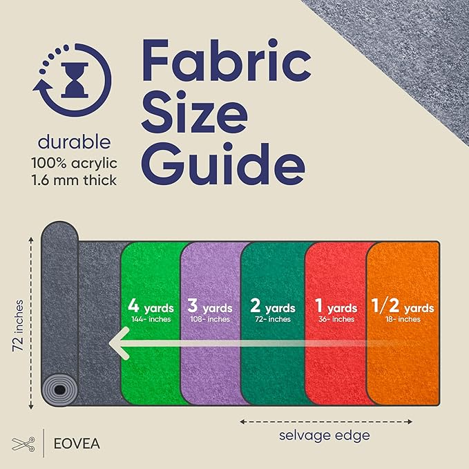 EOVEA | Acrylic Felt Fabric by The Yard - Non-Stiff, Soft Material - 72" Wide - 1.6mm Thick Felt Sheets for DIY Crafts, Sewing, Upholstery, Cushion, Padding(Charcoal, 2 Yard)