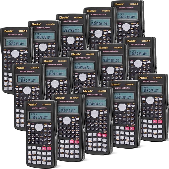 Flutesan 15 Pieces 2 Line Engineering Scientific Calculator Bulk Function Math Calculator Large Display for Student Teacher Classroom High School College School, AAA Batteries Included