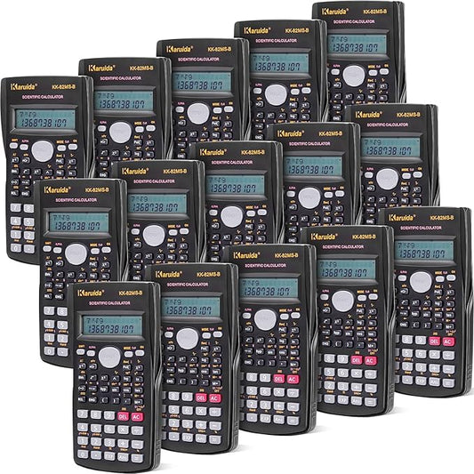 Flutesan 15 Pieces 2 Line Engineering Scientific Calculator Bulk Function Math Calculator Large Display for Student Teacher Classroom High School College School, AAA Batteries Included