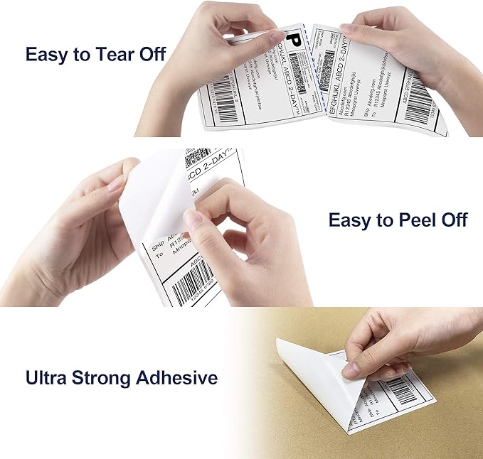 POLONO Genuine 4" x 6" Direct Thermal Shipping Label, Thermal Label (Pack of 500), Perforated Fanfold Labels Compatible with POLONO PL80E, PL70E, PL60 Label Printer, BPA & BPS Free, Commercial Grade