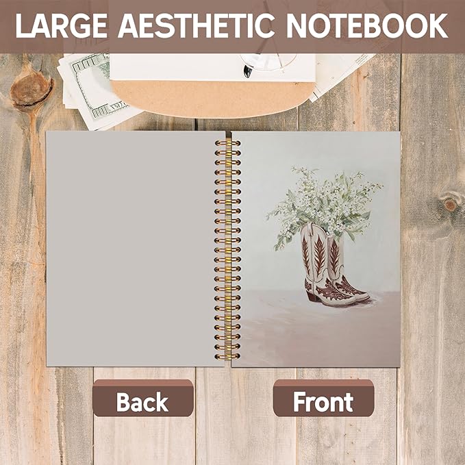 KAOWT Cowgirl Notebook Journal, Rustic Floral Western Notebooks for Note Taking, Cowgirl Gifts, Vintage Boho Western Country Hardcover Spiral Notebook 5.5x8.3in