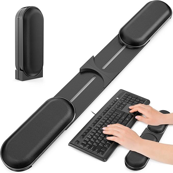 Keyboard Wrist Rest – Adj. Angle & 25” Length, Foldable Memory Foam Ergonomic Support for PC, Laptop, Gaming – Non-Slip, Typing & Mouse Pain Relief