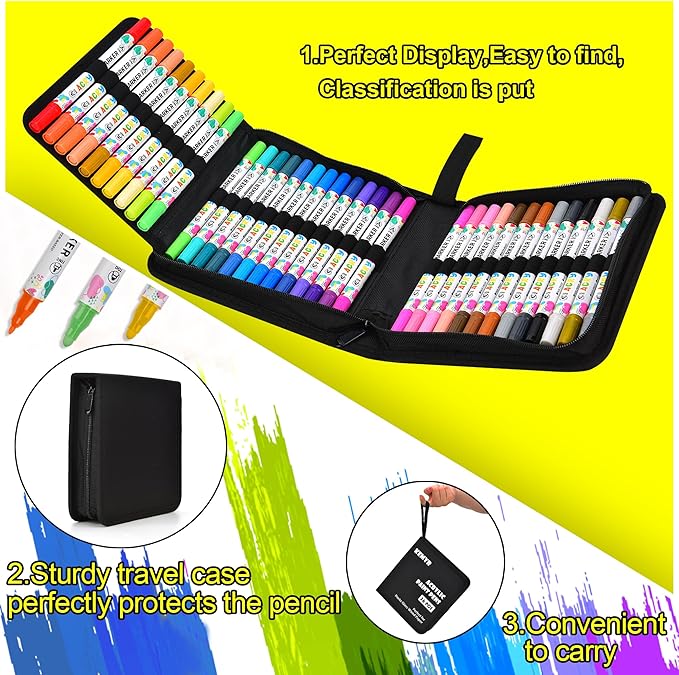 36 Colors Acrylic Paint Pens, Dual Tip Acrylic Paint Markers for Paper, Wood, Canvas, Stone, Rock Painting, Glass, Fabric, DIY, Ceramic, Art Supplies for Kids and Adults Drawing (Dot + Fine)