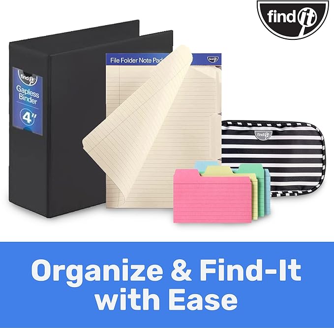 Find It File Folder Notepad - Pack of 72-9.5 x 12.5 Inch Notebook Organizer Folders for Filing, Document, and Clipboard Organization - Pastel