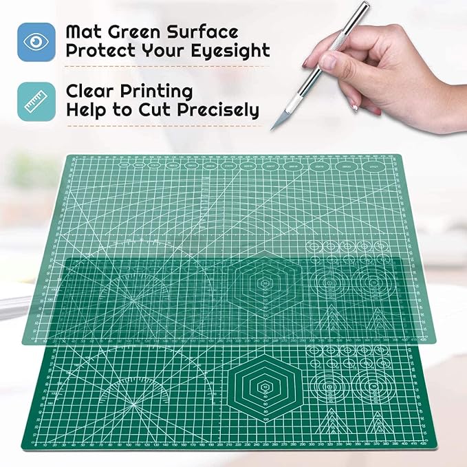 anezus Self Healing Sewing Mat, 12inch x 18inch Rotary Cutting Mat Double Sided 5-Ply Craft Cutting Board for Sewing Crafts Hobby Fabric Precision Scrapbooking Project
