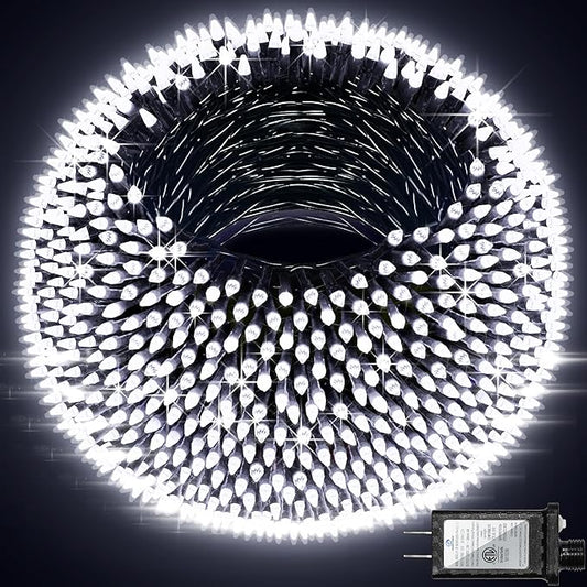 1500 LED Christmas Lights Outdoor with 12 Modes, 470FT Green Wire Christmas String Fairy Lights with Timer & Dimmable, Waterproof Twinkle Tree Lights for House Party Wedding Xmas Decor, Cool White