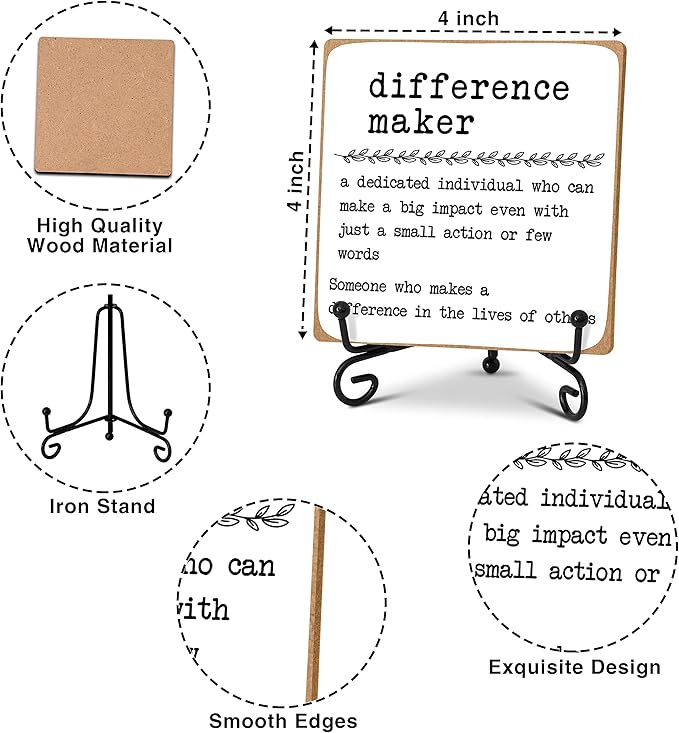 Difference Maker Definition Decorative Office Decor Thank You Appreciation Gift for Coworker Teacher Boss Leader Wood Plaque Desk Decor Office Shelf Wall Display -A14