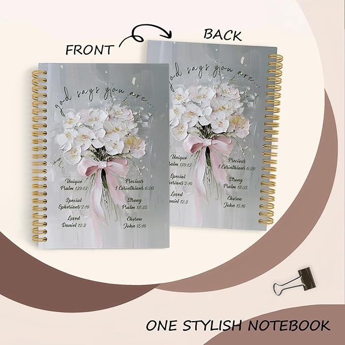 Christian Floral Spiral Notebook Journal, Vintage Hydrangea Flower Bible Notebooks for Note Taking, Christian Gifts for Women, Bible Journaling Hardcover Spiral Journal 5.5x8.3 Inches Writing Pads
