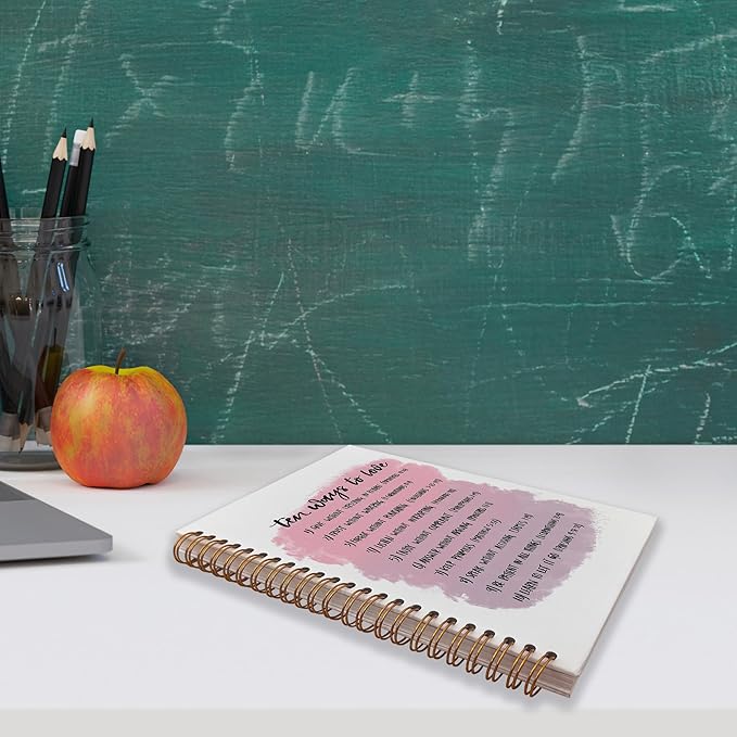 VNWEK Ten Ways to Love Inspirational Bible Verse Scripture Pink Spiral Notebook Journal 5.5 x 8.3 inches,Christian Lined Hardcover Spiral Notebook,Christian Gifts for Women Teen Girls