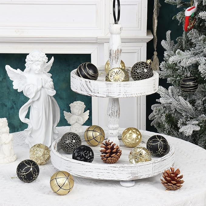 100ct Black and Gold Christmas Ornaments Set, Shatterproof Xmas Tree Ornaments Decorations Collection, Hanging Plastic Christmas Balls for Holiday Party Wedding (Black&Gold)