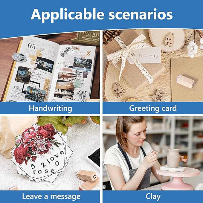 65 PCS Small Letter Stamps and Ink Pad for Crafting, Clay Alphabet Wooden Rubber Stamp Kit for Kids, DIY Craft Scrapbook Supplies for Card Making (Large-68PCS)