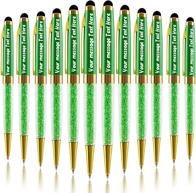 Personalized Pens Custom Engraved Ballpoint Pen with Stylus Tip Retractable Black Ink Pen for Business Writting Graduation journaling Signature 12pcs/Pack