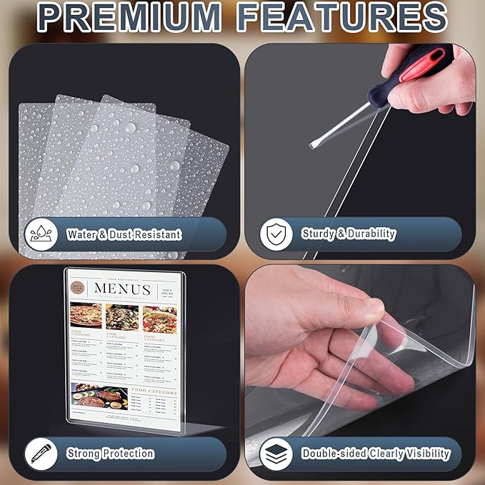5PCS 11" x 14" Rigid Print Protectors Hard Plastic Sheet Page Protectors Heavy Duty Top Loading Menu Covers Poster Sleeves Clear Plastic Paper Sleeves for Magazine Prints Photo Document