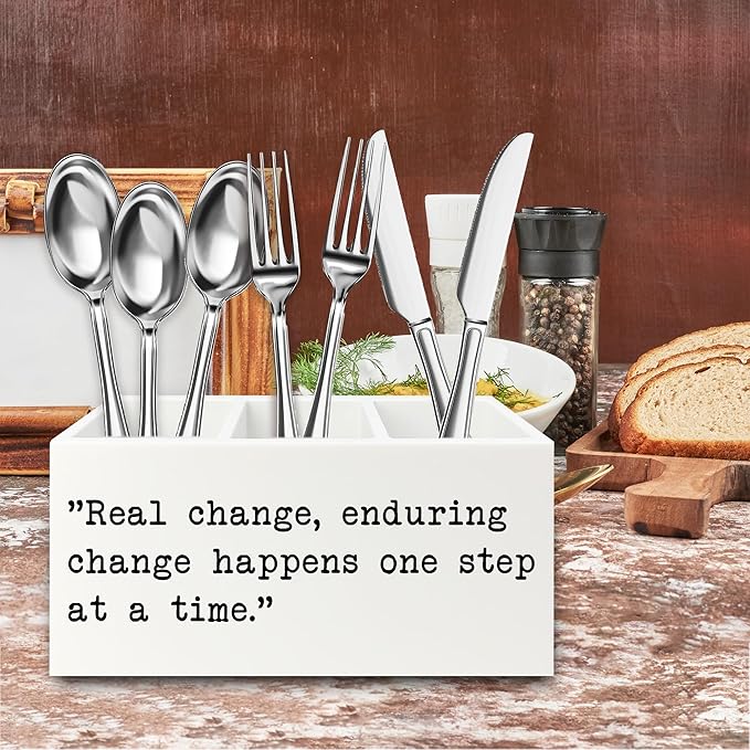 Inspirational Gifts Pen Pencil Holder Organizer for Desk, Inspirational Gifts for Women Men Wooden Box Signs Decorations for Home Office Desk Tabletop, Motivational Decor