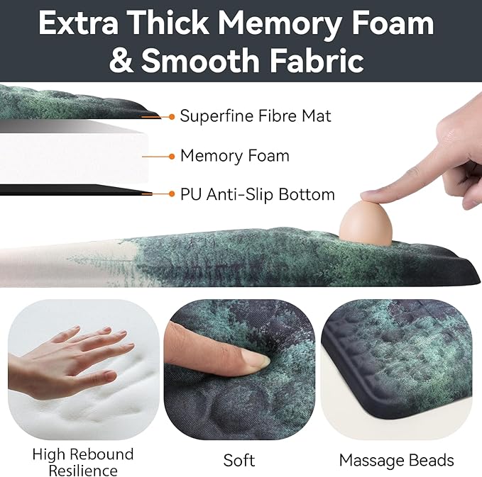 Ospelelf Mousepad with Wrist Rest Ergonomic Computer Comfortable Pain Relief Mouse Pad Wrist Support Green Forest Pattern