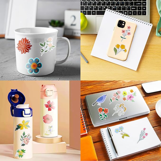 100 Pack Flower Stickers, Flower Party Favors, Birthday Decorations Gifts