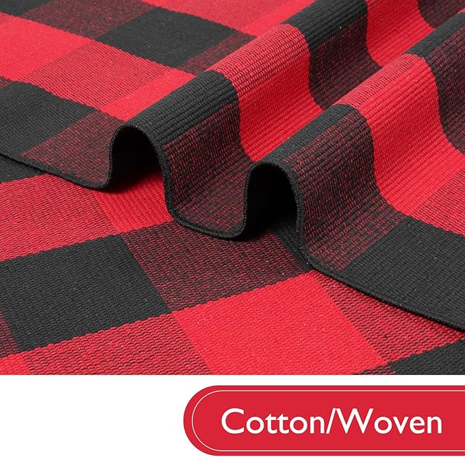 KIMODE Christmas Buffalo Plaid Outdoor Rug 3'x5',Red and Black Christmas Doormats Outside, Washable Front Door Mat, Reversible Outdoor Christmas Decor for Front Porch Entryway Kitchen Bedroom