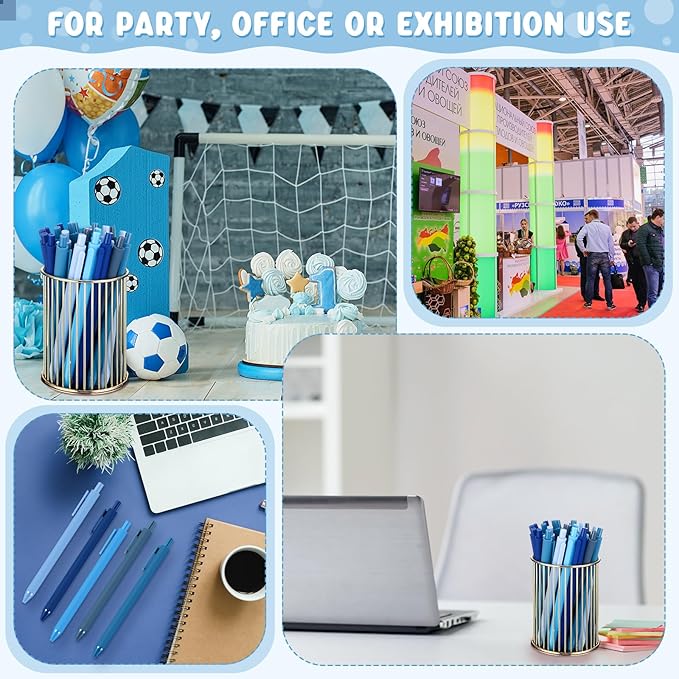 25 Pcs Ballpoint Pens Bulk Retractable Writing 1. 0 mm Black Ink Cute Pens Smooth Writing Color Fancy Gift for Teacher Student Employee Office School Home Baby Shower Supplies (Blue Series)