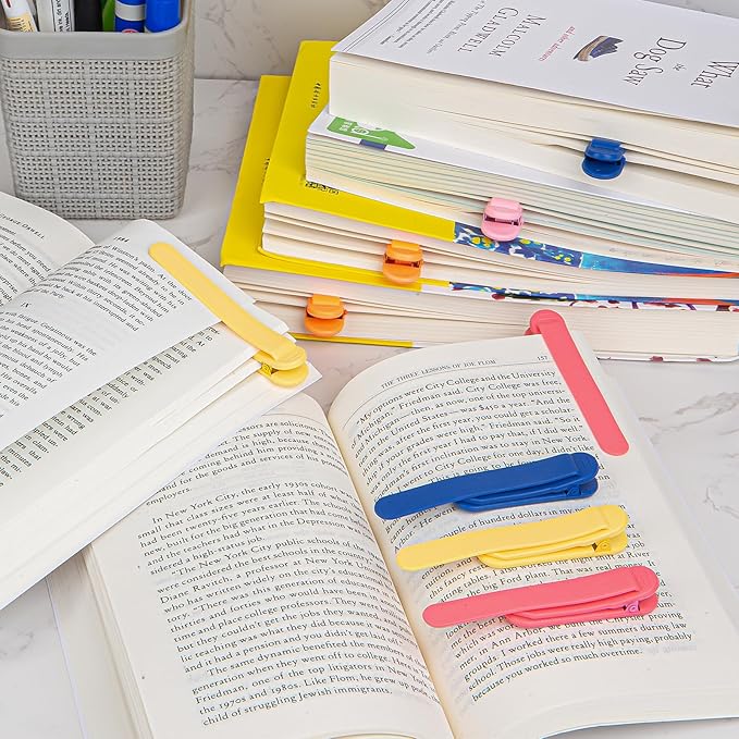 12 PCS Automatic Smart Bookmarks for Women Men, Silicone Mark Bible Markers for Reading, Accessories, Lovers Gifts, Bookish Gifts, Birthday Party Favors for Kids, D