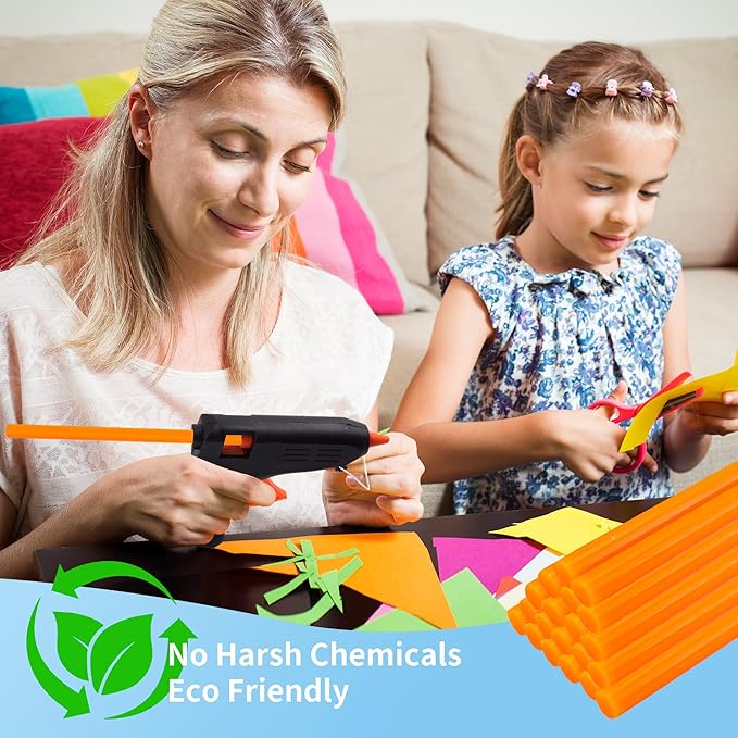 MATUFF 52 Pcs Orange hot Glue Sticks Full Size 0.43” Dia x 8” Long, Colored Hot melt Glue Sticks, All-Purpose Glue Sticks for Halloween Pumpkins Crafts Make, DIY Art Craft Repair Bonding