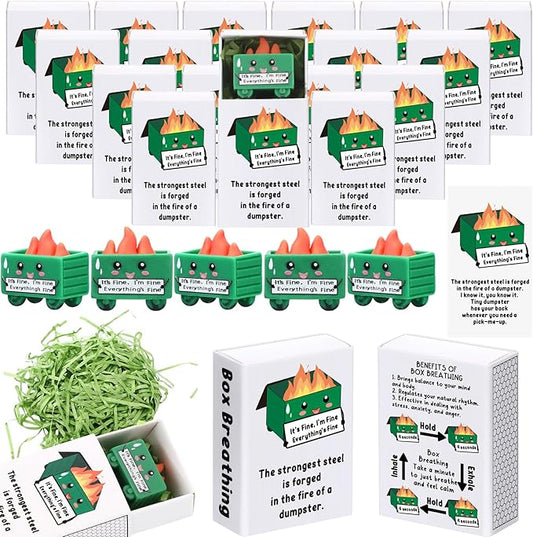 Realspring 24 Sets Dumpster Ornament Desk Accessories Emotional Support Resin Dumpster with Inspirational Cards Funny Employee Appreciation Gifts for Halloween Team Office Coworker Teacher (Classic)