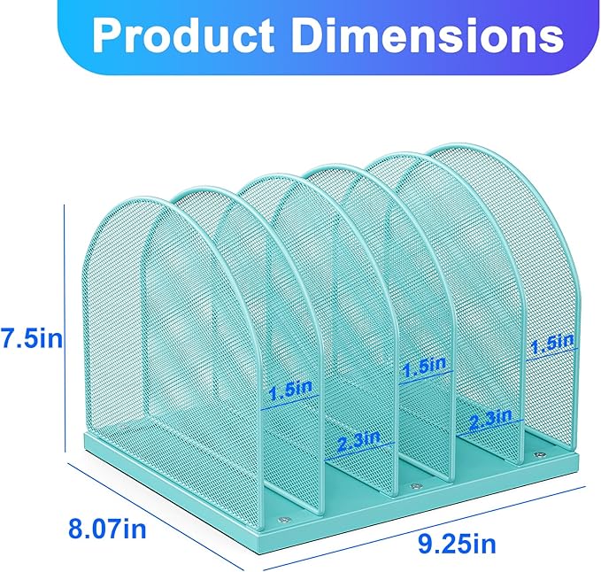 gianotter Desktop File Organizer, Desk Organizer with 5 Compartments, Paper Organizer for Desk, Workspace Organizers for Office Supplies (Blue)