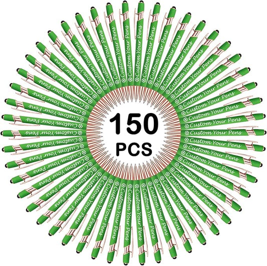 Amlion Personalized Custom Pens with Name Engraved Logo Text,150 Customized Writing Stylus Pen Promotional Item Gift for Men Women Office Business Wedding-Lighr Green