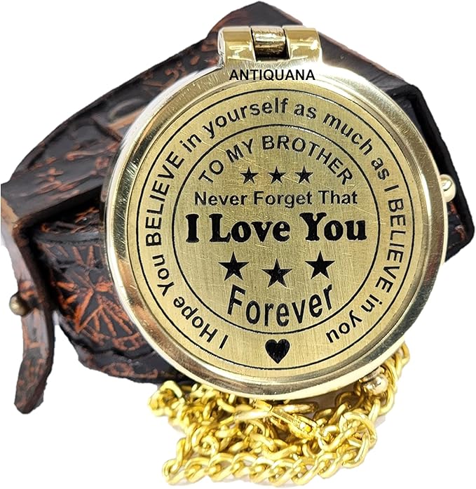 Brass Directional Engraved Compass, Baptism Gifts for Boys Girls, First Communion, Christian Gifts for Men, First Confirmation Gifts for Boys, Inspirational