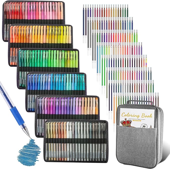 264 Pack Gel Pens Set,132 Colored Gel pen with 132 Refills 100% More Ink, Include Glitter Metallic Pastel Neon Morandi Gel Pens for Adults Coloring Books Drawing Crafts Bullet Journaling