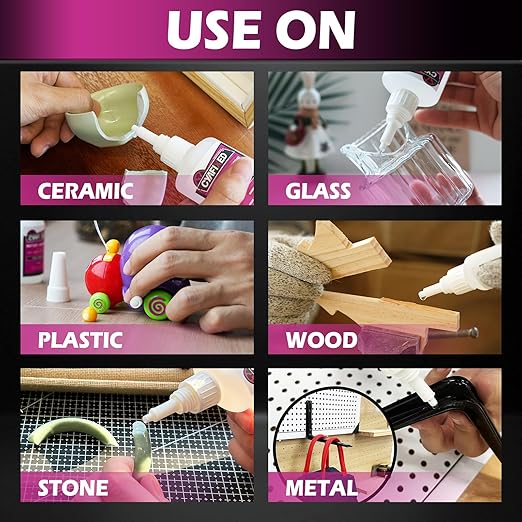 Super Glue Liquid, Instant Clear Cyanoacrylate Medium Thick Viscosity Adhesive, Food Safe CA Glue for Shoe Repair Leather Ceramic Plastic Glass Metal Wood Aquarium Porcelain Rubber Pottery Model Craft