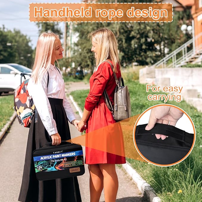 124 Colors Acrylic Paint Pens, Dual Tip Acrylic Paint Markers with Brush Tip and Fine Tip, Acrylic Pens for Rock Painting, Wood, Canvas, Stone, Glass, Ceramic,DIY Crafts Making Art Supplies