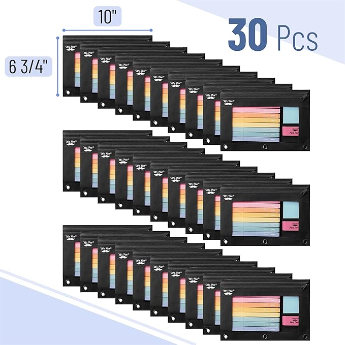 Mr. Pen- 30 Pack Black Pencil Pouch, Zipper Case for 3 Ring Binder, Pencil Bags With Zipper
