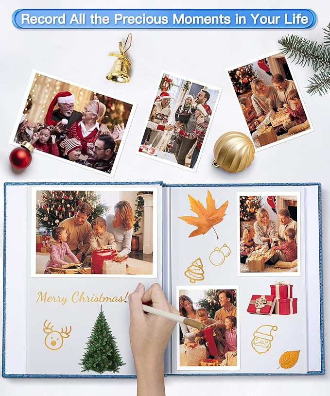 Popotop Photo Album Self Adhesive Scrapbook Album for 4x6 5x7 8x10 Pictures DIY Photo Book as Scrapbooking Supplies Kits, Birthday Gifts for Women Mom Wedding Baby Family Travel