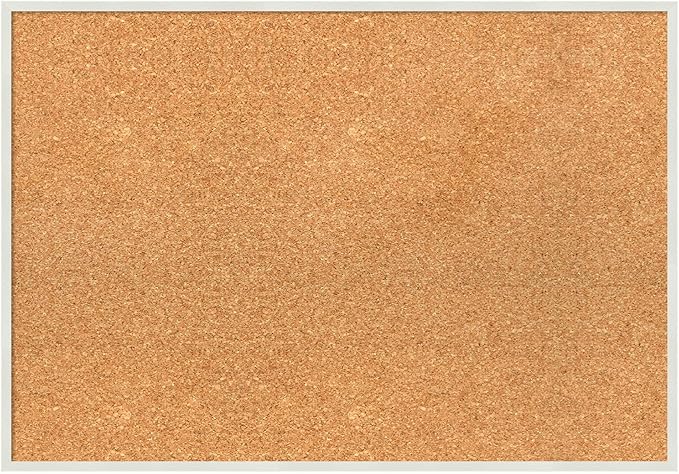 Amanti Art Natural Cork Board for Wall, 19x27 Vision Board with White Frame, Medium Corkboard Office Decor for Home Organization, Modern Corkboard Pinboard to Display Items for Home Organization in