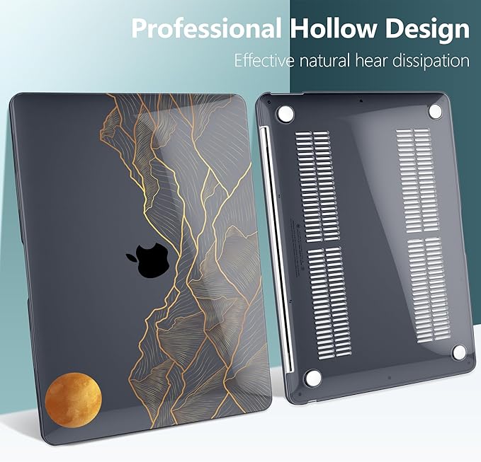 DONGKE Compatible with MacBook Air 13 inch Case 2021 2020 2019 2018 Release A2337 M1 A2179 A1932 with Retina Display Touch ID, Plastic Hard Shell & Keyboard Cover - Abstract Mountain