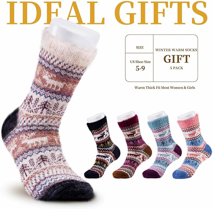 5 Pairs Fuzzy Soft Cozy Comfortable Socks for Women, Casual Sleep Comfy Socks, Perfect Warm Winter Gifts for Women