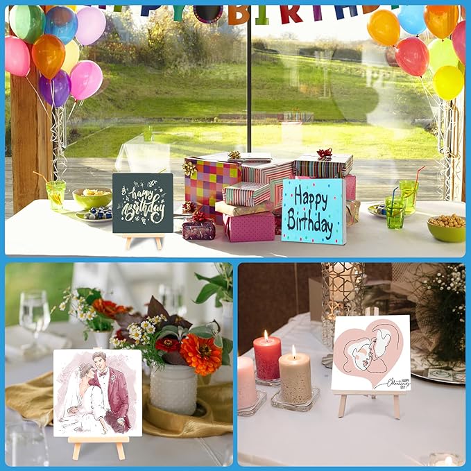 ESRICH Mini Canvases for Painting, 5x5In Canvas in Bulk 18Pack, 2/5In Profile Small Square Canvas, Blank Canvases are Great for School Projects and Kids Birthday Parties, Home Decor Project.