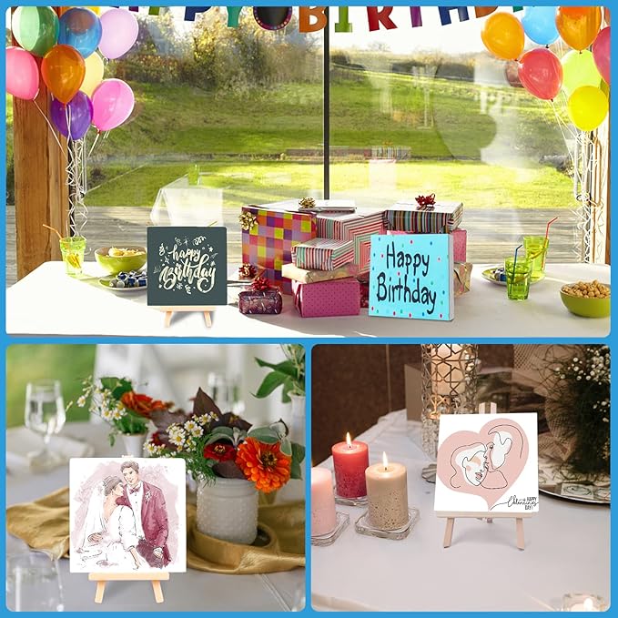 ESRICH Mini Canvases for Painting,4x4In Canvas in Bulk 24Pack, 2/5In Profile Small Square Canvas, Blank Canvases are Great for School Projects and Kids Birthday Parties, Home Decor Project.