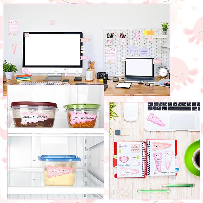 Xqumoi I Just Really Like Axolotl Sticky Notes Set, 550 Sheets, Animal Mexican Walking Fish Shaped Self-Stick Notes Pads Divider Tabs Bundle Writing Memo Pad Page Marker Back to School Office Supplies