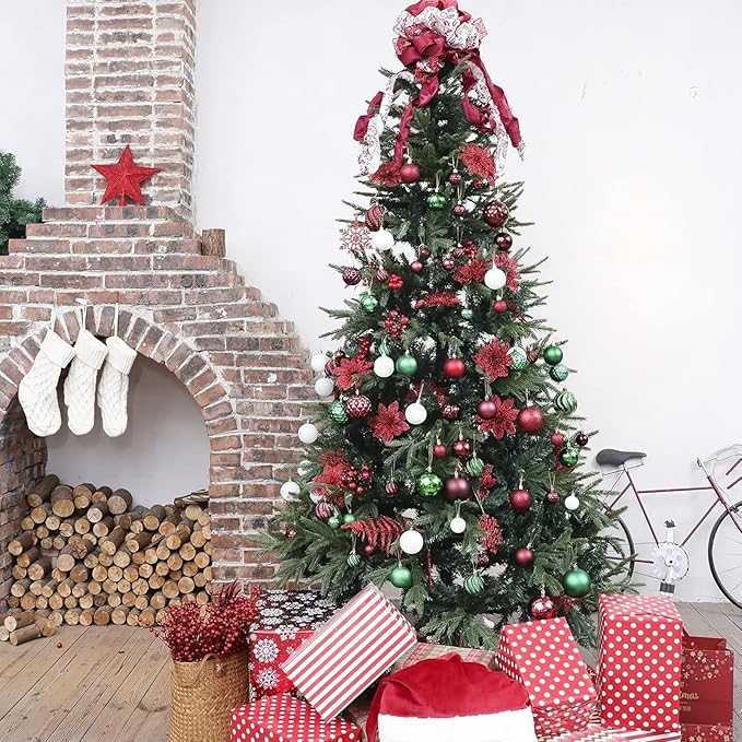 Christmas Balls Ornaments -36pcs Shatterproof Christmas Tree Decorations with Hanging Loop for Xmas Tree Wedding Holiday Party Home Decor,6 Styles in 3 Sizes(Burgundy)