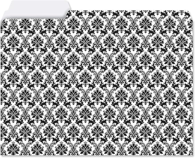 Current Elegant Black File Folders Value Pack - Bulk Set of 24, 6 Pretty Decorative Designs, 1/3 Cut Tabs, Heavy-Duty Paper Stock, Office Supplies for Home & Work, 9-½” x 11-¾” Letter Size