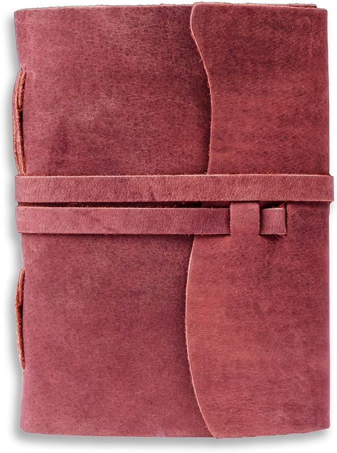 LEATHER VILLAGE Leather Bound Journal - Fuchsia, 11.5"X8.50", 220 Pages - Vintage Blank Paper Diary for Writing, Drawing, Sketchbook, and Travel Notebook - Ideal for Women and Men