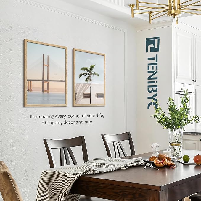 20x28 Picture Frame 4 Pack - Textured Natural Solid Wood Gallery Poster Frame - Wall Hanging