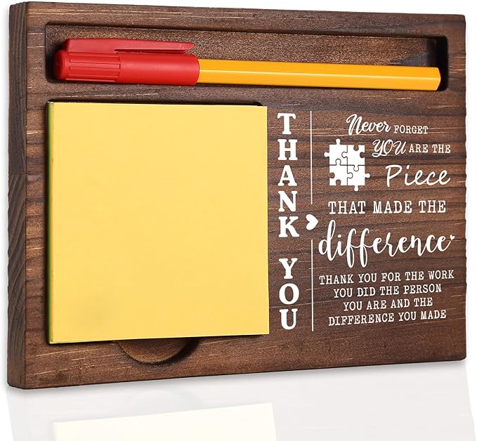 Thank You Desk Organizer Motivational Appreciation Gift for Teacher Mentor Healthcare Worker, Gift for Retirement New Job Birthday Farewell, Office Stuff Sticky Note Pad Holder Dispenser TBC172