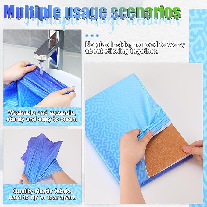 Yexiya 6 Pcs Stretchable Book Cover Jumbo Fabric Book Covers Colorful Pattern Book Protector Washable Reusable Protective Textbook Cover for Hardcover Textbooks up to 9 x 11 in (Funny Pattern)