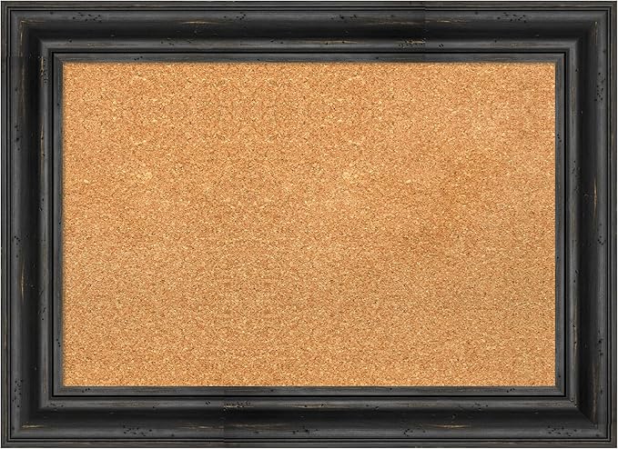 Amanti Art Natural Cork Board for Wall, 21x29 Vision Board with Black Wood Frame, Medium Corkboard Office Decor for Home Organization, Country Rustic Corkboard Pinboard to Display Items for Home