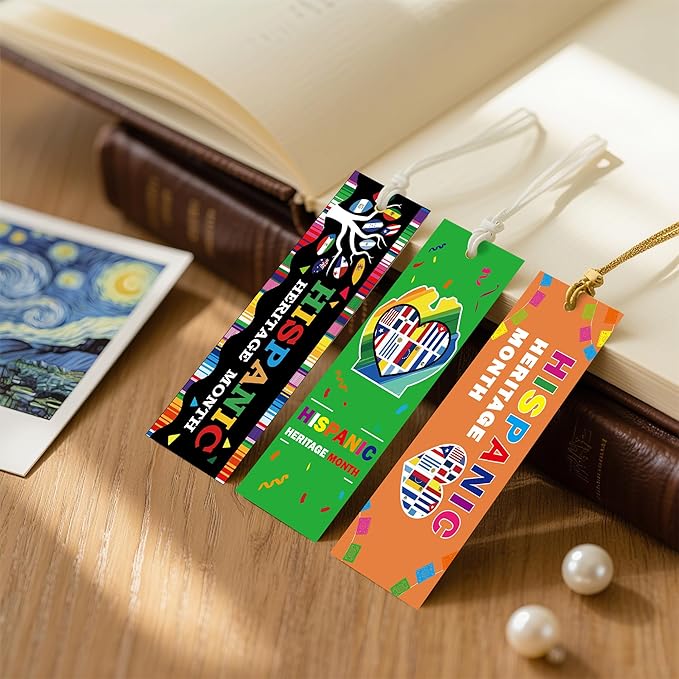 120 Pcs Hispanic Heritage Bookmarks – 12 Designs One-Sided Bookmarks for Hispanic Heritage Month Classroom Rewards Reading Gifts for Students Teachers Latino Decorations