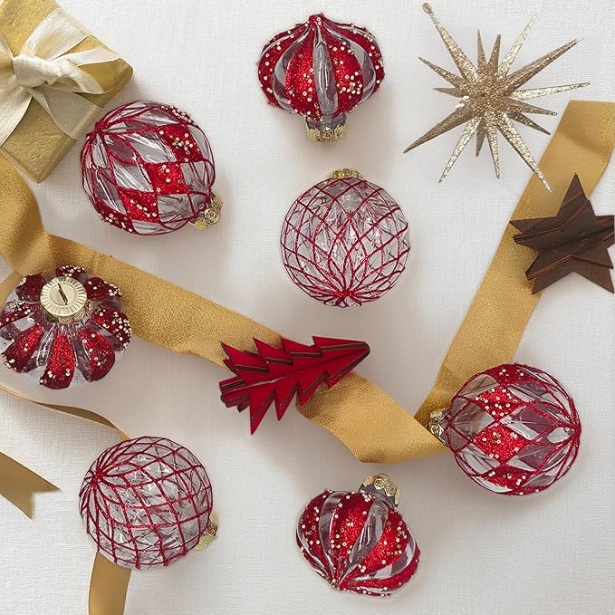 12 PCS Christmas Ball Ornaments, 80mm/3.15 inches Christmas Tree Decorations, Large Shatterproof Luxury Xmas Ornaments for Christma Tree, Home Decor, Wedding, Party (Red)